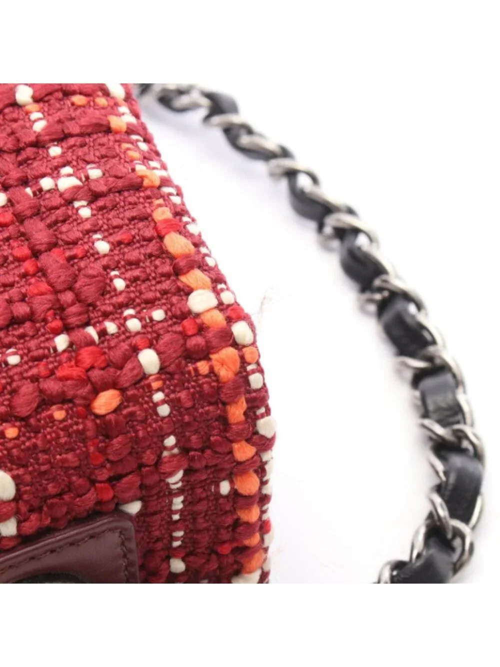 Chanel Shoulder Bag Air Line Quilted Top Handle 2-Way Red Fabric Leather Chain